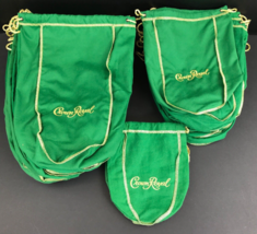 Green Crown Royal Bags 22 Each 1.75mL, 20 Each 750mL &amp; 2 Each 350mL Lot of 44  - £25.65 GBP