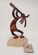 LaZart Kokopelli Flute Collector Series Sandstone Rock Mount Metal Art Figure 9&quot; - £27.13 GBP