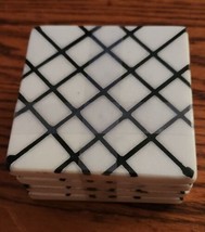 Set of 4 Thristystone Square White Marble Black Resin Trellis Design Unu... - $368.69 MXN