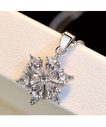 Christmas Gift 925 Sterling Silver Snowflake Pendant Necklace Womens Jew... - £15.72 GBP