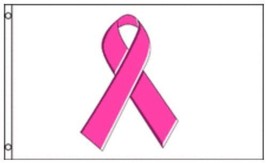 Pink Ribbon Breast Cancer Awareness Flag 3 x 5 Foot Indoor Outdoor Banner New - £12.36 GBP