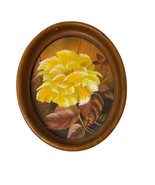 Beautiful Hand Painted Yellow Floral Oval Framed Art- Linda Baker Artist - $31.87