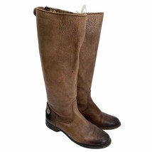 Arturo Chiang Women 6.5 Brown Destressed Leather Riding Boots Zip Button... - $23.55