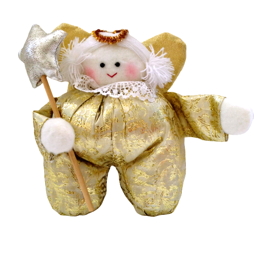 Primary image for Handmade Christmas Angel Plush Gold Metallic Stuffed Holiday Winter Fairy Doll 7