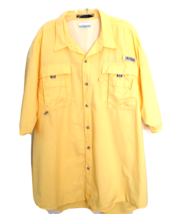 COLUMBIA PFG Men 2XT Yellow Short Sleeve Button Down Vented Bahama Fishing Shirt - £14.69 GBP