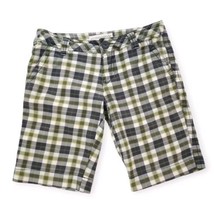 Aeropostale Shorts Womens 3/4 Blue Green Plaid Low Rise Stretch Preppy Bermuda - £11.30 GBP