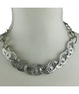 Vintage Engraved Metal Work Choker Collar Necklace Interlocked Infinite ... - £11.87 GBP