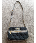 Anne Klein Black Gold Grey Snakeskin Quilted Small Purse Zipper Close Cl... - $16.79