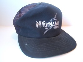 NTDynamo Soccer Trashed Hat Vintage Black Snapback Trucker Cap Made USA - £12.26 GBP