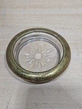 Vintage Sterling Silver?/Brass? Glass Coaster Set Ashtray Starburst Art ... - $147.44 MXN