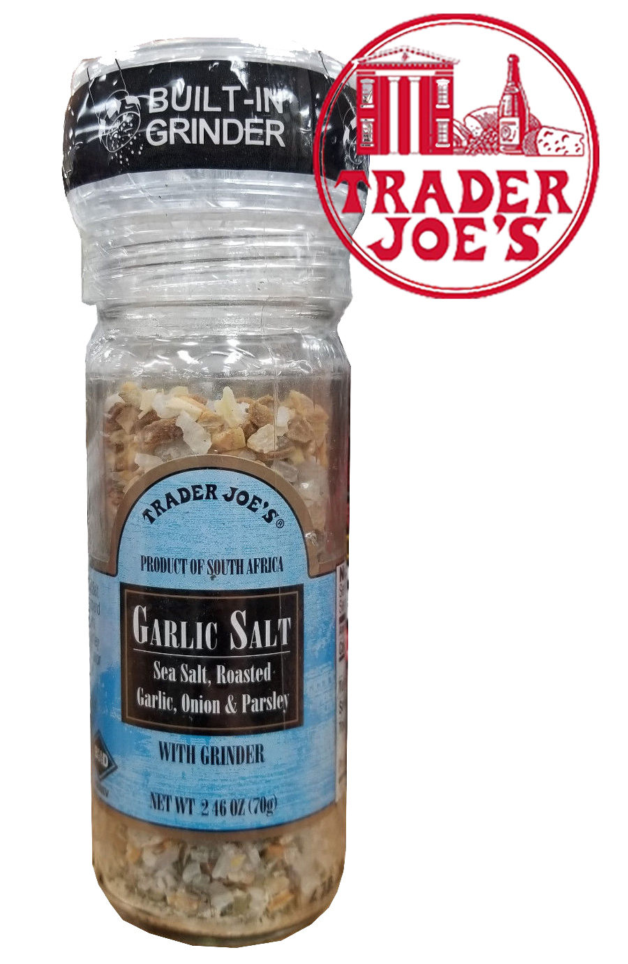  TRADER JOE'S Garlic Salt with Grinder 2.46 oz / 70g  - $7.90