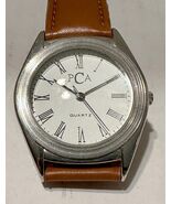 Vintage PCA Quartz wrist watch with brown leather straps - $11.87