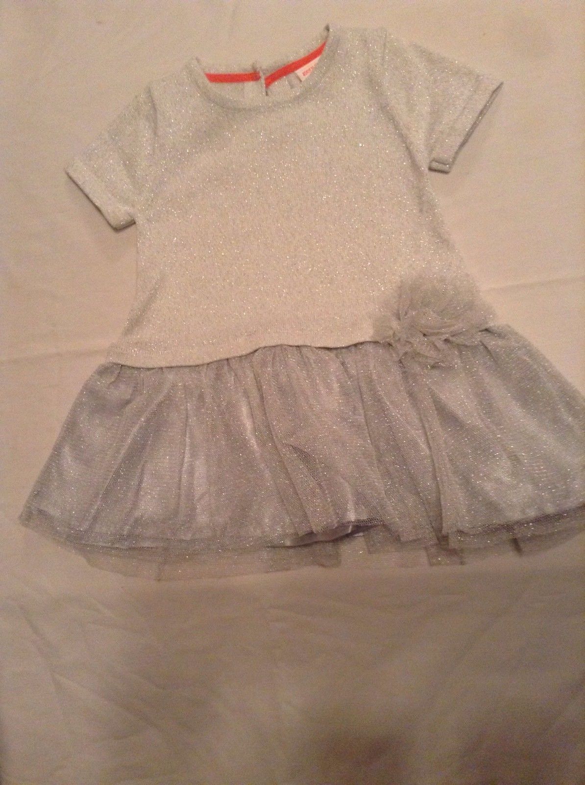 Easter Size 6 mo Genuine baby dress by OshKosh silver metallic tiered New - $18.79