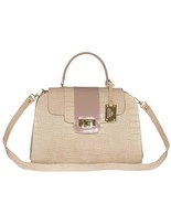 AURA Italian Made Beige Crocodile Embossed Genuine Leather Medium Tote H... - $417.63