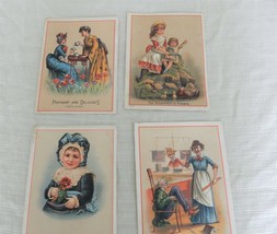 Set of 4 vintage victorian era blank trade cards- &quot;struck by a cyclone&quot; ... - $380.72 MXN