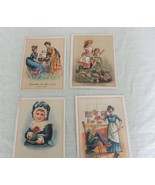 Set of 4 vintage victorian era blank trade cards- &quot;struck by a cyclone&quot; ... - €17,16 EUR