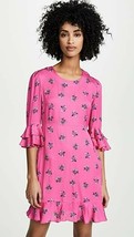 Nwt Diane Von Furstenerg Ruffle Cuff Sleeve Dress Pink Floral Size Large - £116.76 GBP