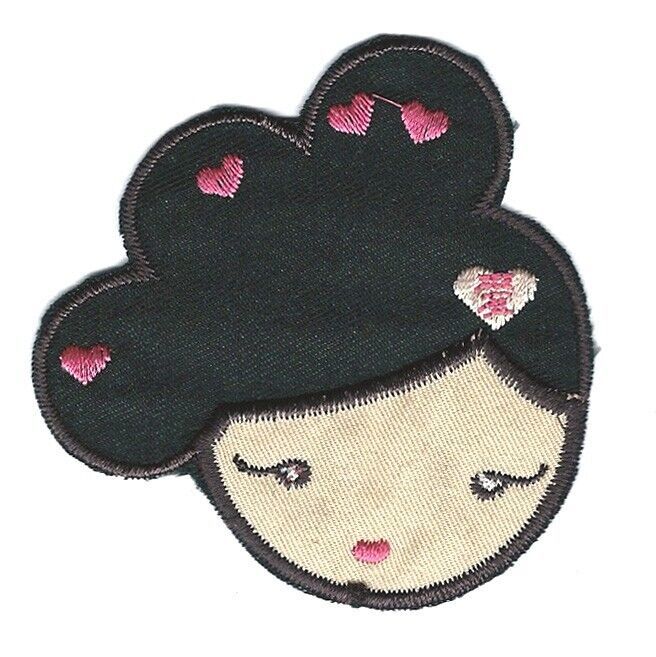 2.75X2.75&quot; Harajuku Girl Love IRON ON SEW / ON PATCH heart in hair - $7.59