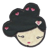 2.75X2.75&quot; Harajuku Girl Love IRON ON SEW / ON PATCH heart in hair - $7.59