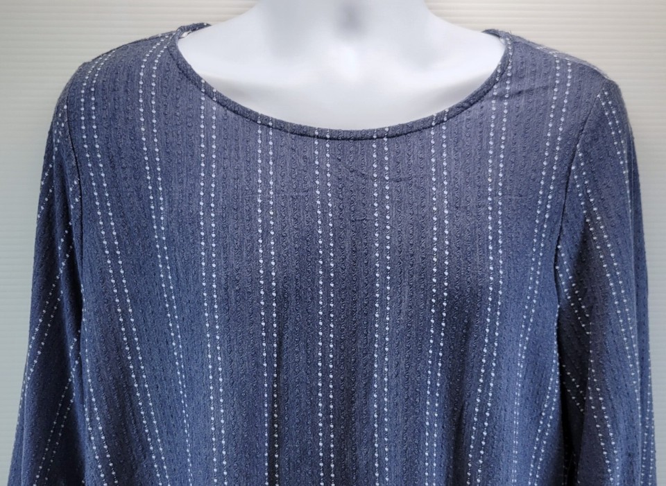 L) W5 by Anthropologie Woman Blue Ribbed Pullover Shirt Top 1X Item image 4