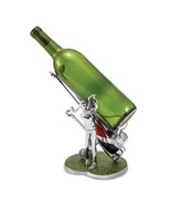 Polished Silver-tone Enameled Golfer &amp; Golf Bag Wine Bottle Holder - €214,51 EUR