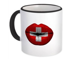 Lips Swiss Flag : Gift Mug Switzerland Expat Country For Her Woman Feminine Wome - £12.77 GBP