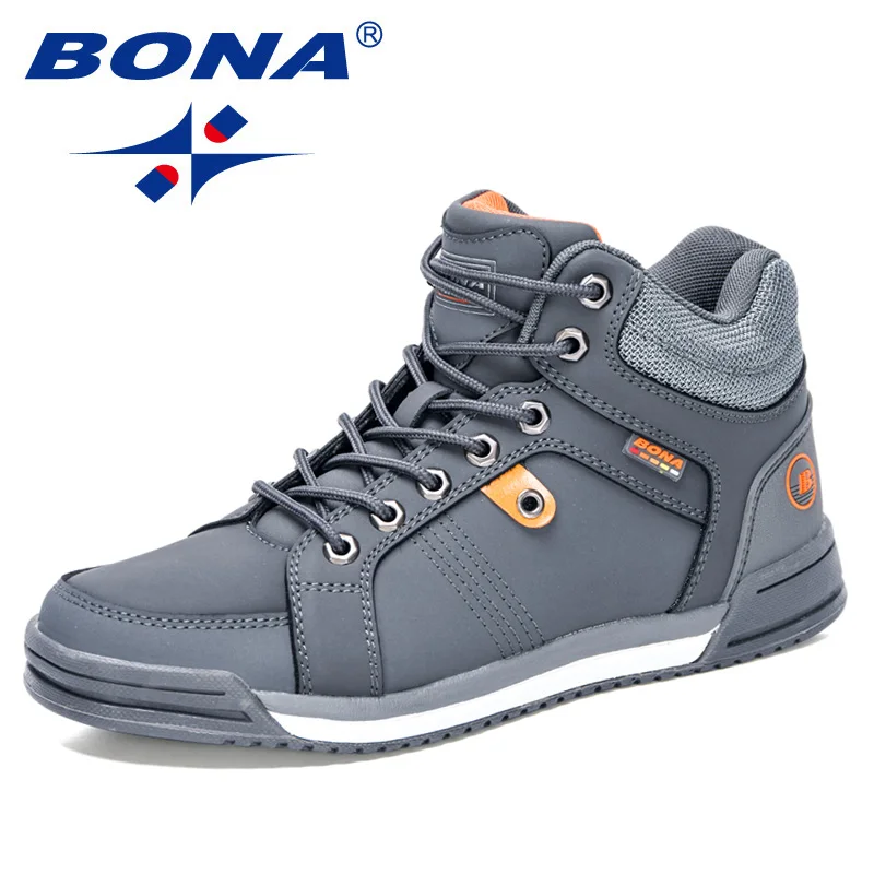 BONA 2024 New Designers Action Leather Skateding Shoes Men Flat High Top Male  S - £177.43 GBP