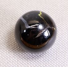 Vintage 1in Shooter Marble Black White Yellow Marbling Possible Akro Agate - $13.50