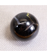 Vintage 1in Shooter Marble Black White Yellow Marbling Possible Akro Agate - £10.61 GBP