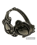 Vintage Avon Heart Flower Sterling Silver Adjustable Spoon Ring - Size 8... - $128.28 CAD