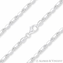 2.8mm Bar Link Heshe Italian Chain Necklace in Solid .925 Italy Sterling Silver - £64.12 GBP+