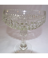 Vintage Indiana Glass Clear Pedestal Dish With Diamond Cut Design Beauti... - $13.31