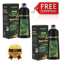 1 - 2 Bottle x 500ml Augeas Herbal 3 In 1 Hair Dye Shampoo (Black) FREE SHIPPING - £27.87 GBP+