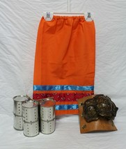 New Native American Seminole Girl&#39;s Handmade Ribbon Skirt Orange Red Sz Small - $31.18