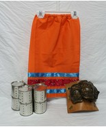 New Native American Seminole Girl&#39;s Handmade Ribbon Skirt Orange Red Sz ... - $577.12 MXN