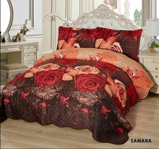 3-pcs super soft velvet reversible quilted king bed covers set-samara - $69.92