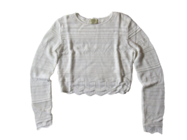 NWoT Torn by Ronny Kobo ARIELLE in White Pointelle Textured Knit Crop Top L $222 - £33.57 GBP