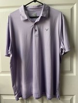 Callaway Polo Shirt Mens XL Purple Striped Opti-Dri Golf  Golfer Logo Adult - £12.48 GBP