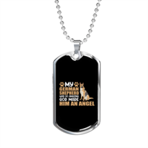 German Shepherd Angel Necklace Stainless Steel or 18k Gold Dog Tag 24&quot; Chain - £37.32 GBP+