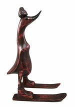Balinese Wood Handicrafts &quot;Bebek Angsa&quot; Royal Maroon Red Skiing Duck Figurine - £31.96 GBP