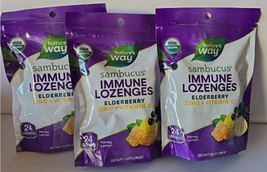 3/27 Nature&#39;s Way Sambucus Zinc Lozenges Honey Lemon 4 Packs W/ 24 Each Bag - $29.69