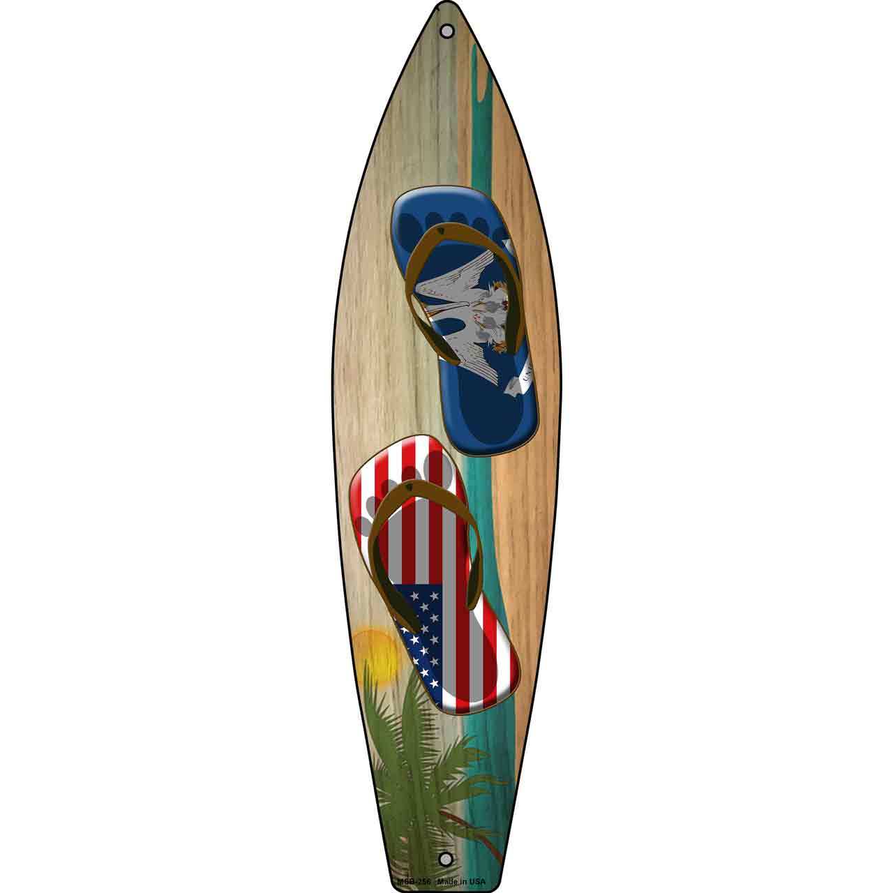 Primary image for Louisiana Flag and US Flag Flip Flop Novelty Mini Metal Surfboard MSB-256