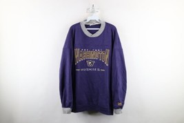 Vtg 90s Men XL Faded Spell Out University Washington Huskies Football Sweatshirt - £62.24 GBP