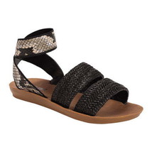 Muk Luks Womens About Me Strappy Sandals, 6M, Black Snake - £86.64 GBP