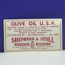 Drug store pharmacy ephemera label advertising Shepherd stoll olive oil ... - £9.26 GBP