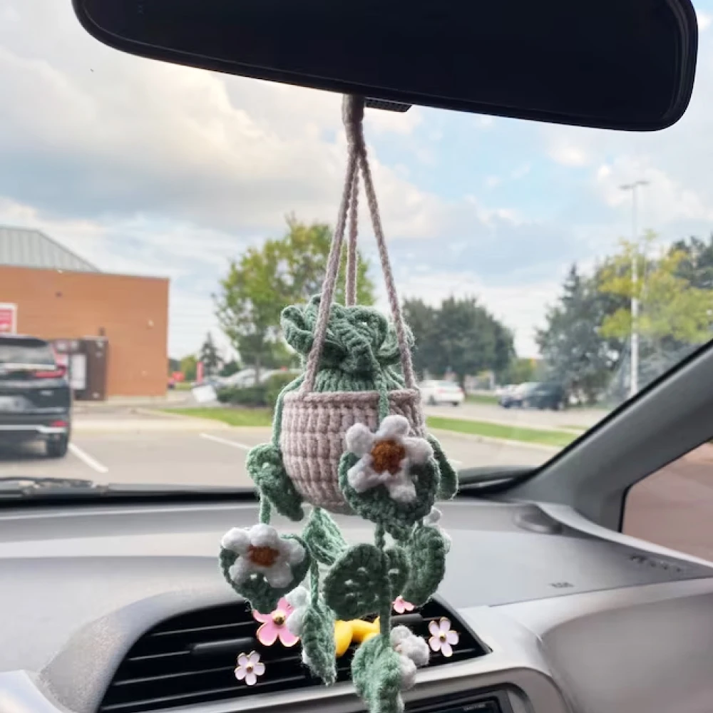  car hanging interior decor accessories for women crochet gadgets succulent plant lover thumb200