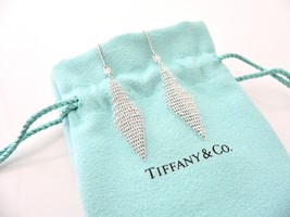 Tiffany &amp; Co Silver Diamond Mesh Earrings Drop Dangling Dangle Love Gift... - £755.55 GBP