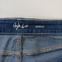Style & Co Women's Blue Embroidery Floral Denim Ankle Jeans Size 12 (34×27) image 4