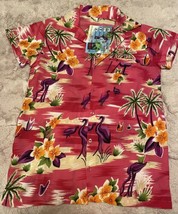 King Kameha Women&#39;s Hawaiian Shirt Tropical Pink Flamingo S/Sleeve Size ... - £13.86 GBP