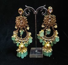 Joharibazar GoldPlated High Quality Kundan Jhumka Earrings Jewelry Set Bali a - £33.81 GBP